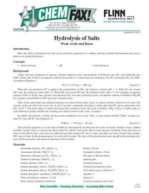 91317 Hydrolysis of Salts