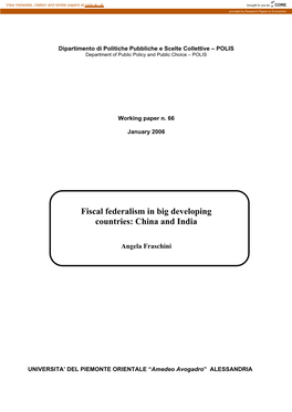 Fiscal Federalism in the Big Developing Countries