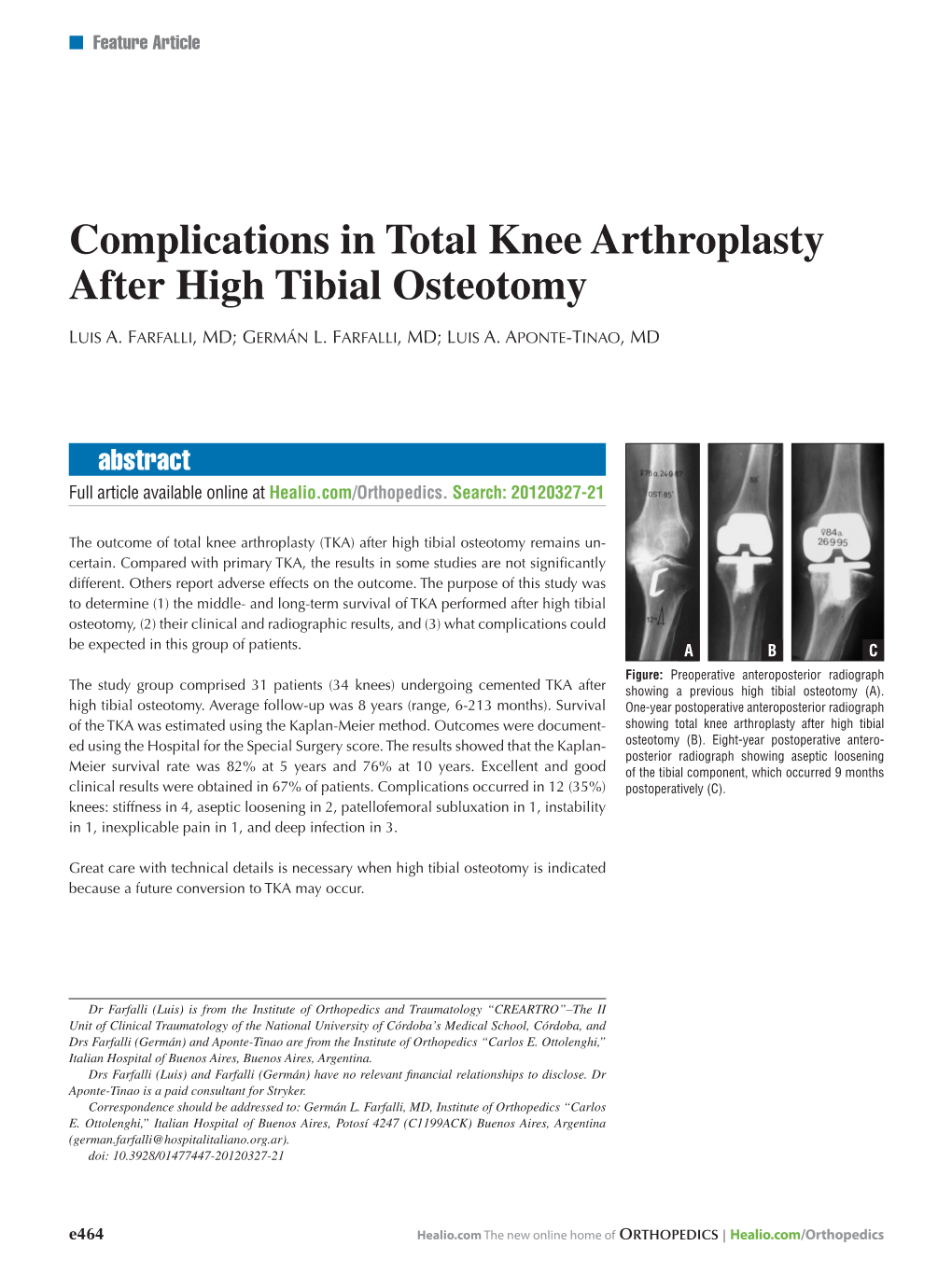 Complications In Total Knee Arthroplasty After High Tibial Osteotomy