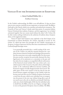 Vatican II on the Interpretation of Scripture