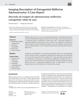 Imaging Description of Extragenital Müllerian Adenosarcoma: a Case Report Descrição Da Imagem Do Adenosarcoma Mülleriano Extragenital: Relato De Caso