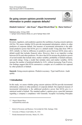 Do Going Concern Opinions Provide Incremental Information to Predict Corporate Defaults?