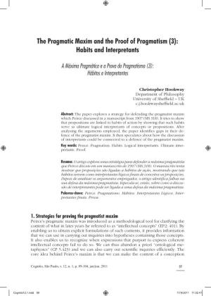 The Pragmatic Maxim and the Proof of Pragmatism (3): Habits and Interpretants