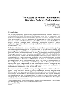 The Actors of Human Implantation: Gametes, Embryo, Endometrium