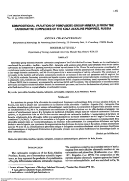 Compositional Variation of Perovskite.Group Minerals