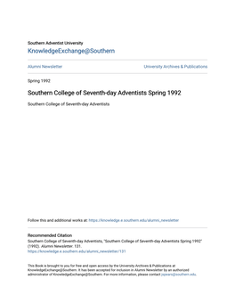 Southern College of Seventh-Day Adventists Spring 1992