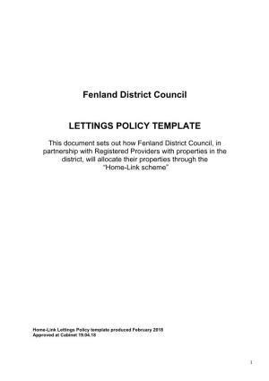 Lettings Policy Template