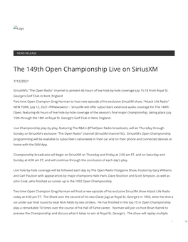 The 149Th Open Championship Live on Siriusxm
