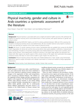 Physical Inactivity, Gender and Culture in Arab Countries: a Systematic Assessment of the Literature