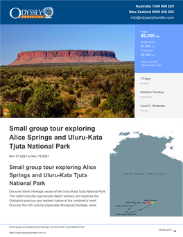 Uluru-Kata, Kings Canyon, Alice Springs | Small Groups