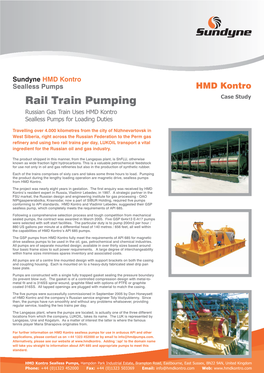 Rail Train Pumping Case Study Russian Gas Train Uses HMD Kontro Sealless Pumps for Loading Duties
