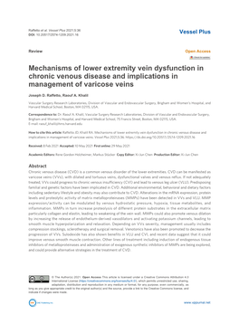 Mechanisms of Lower Extremity Vein Dysfunction in Chronic Venous Disease and Implications in Management of Varicose Veins
