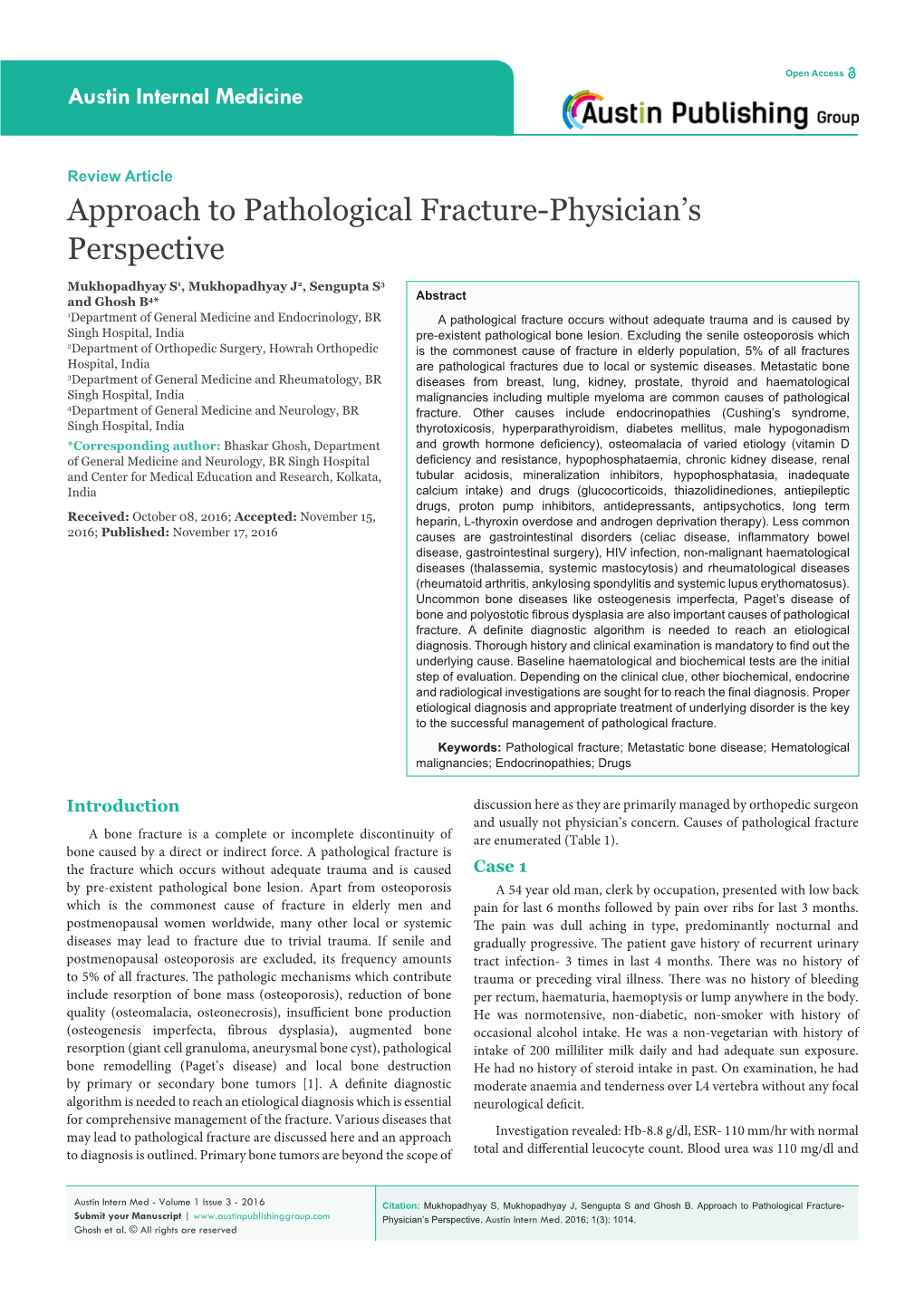 Approach to Pathological Fracture-Physician's Perspective