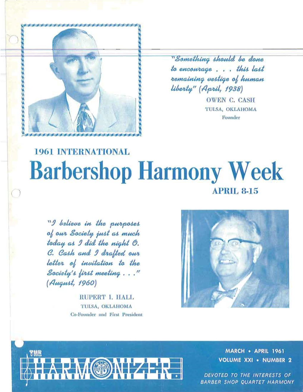 Barbershop Harmony Week ( ) APRIL 8-15