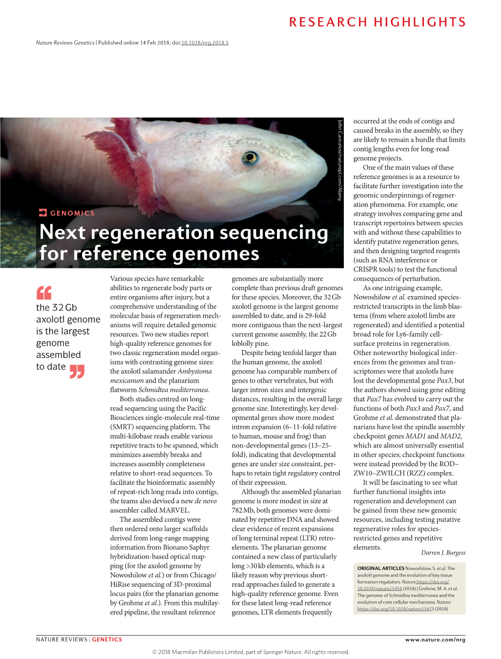 Next Regeneration Sequencing for Reference Genomes