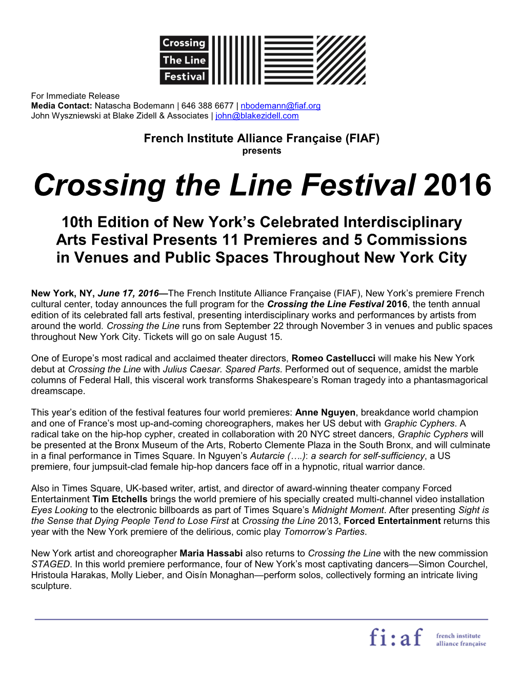 Crossing the Line Festival 2016