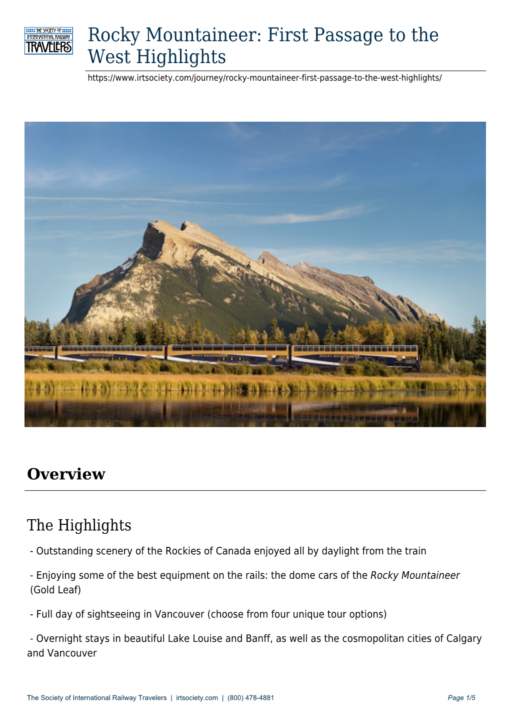 Rocky Mountaineer: First Passage to the West Highlights