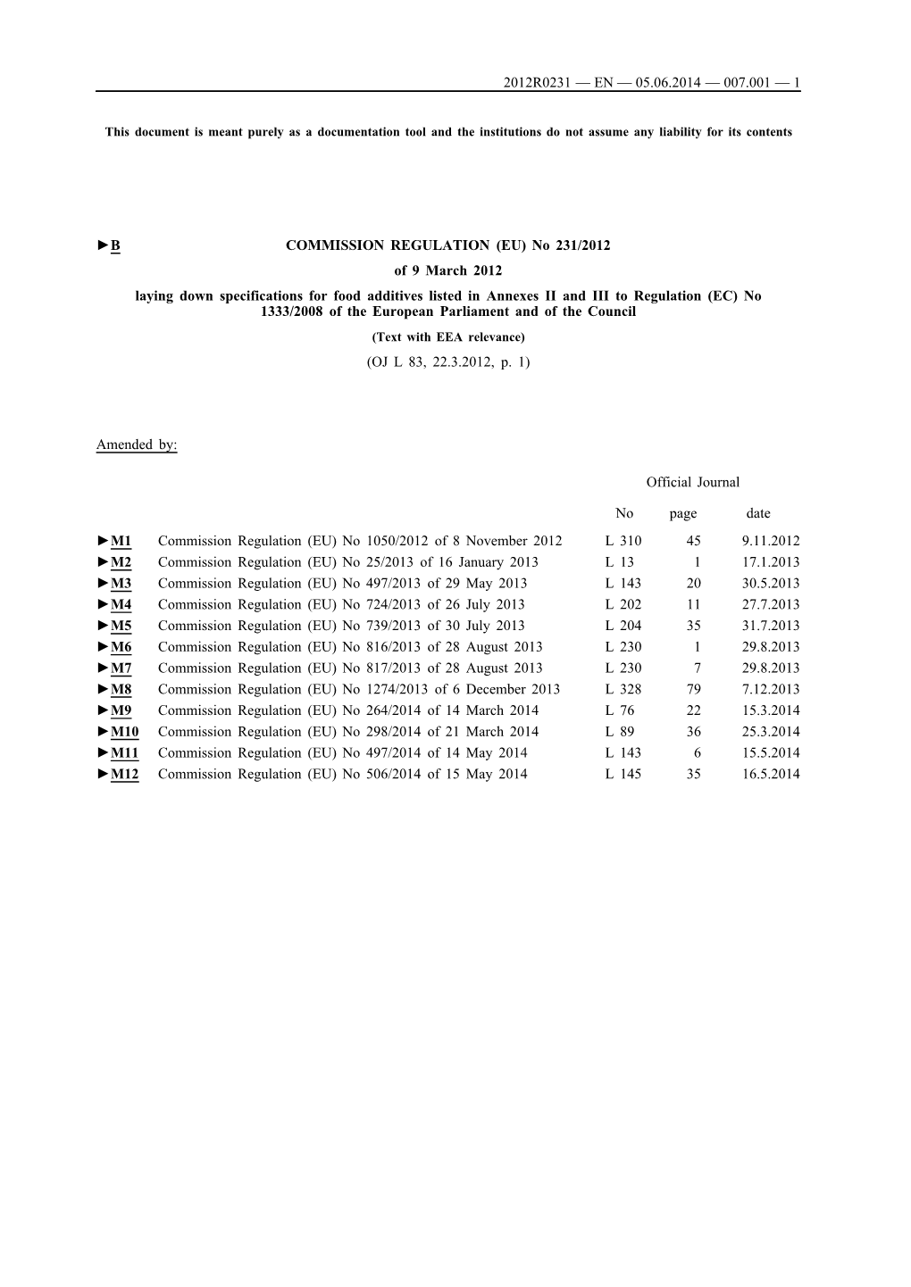 B COMMISSION REGULATION (EU) No 231/2012 of 9 March