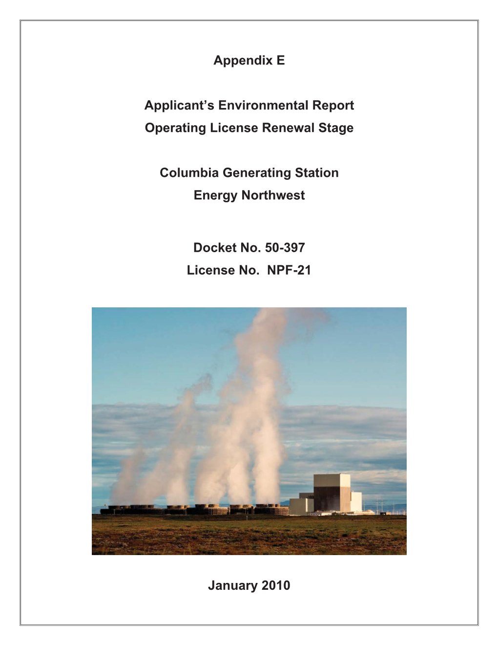 Applicant's Environmental Report