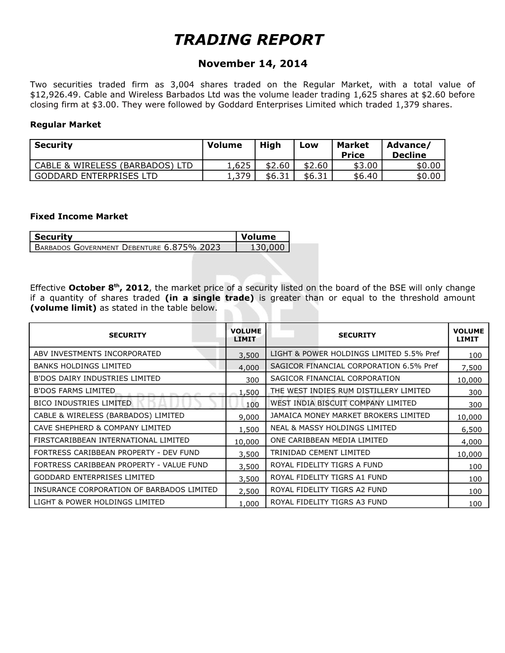 Trading Report s10