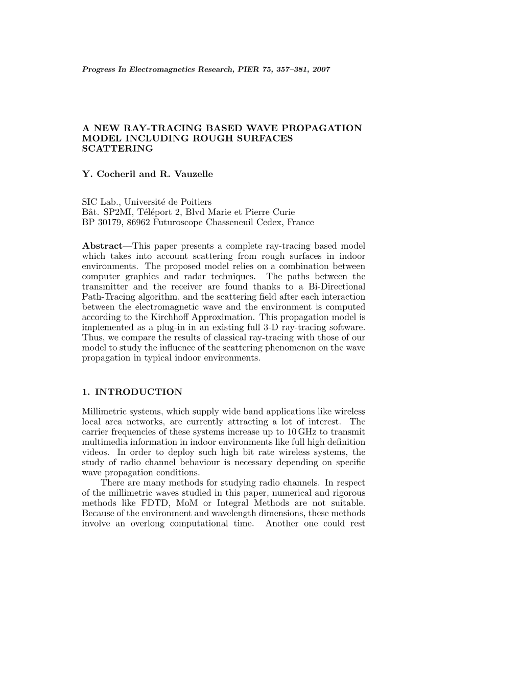 A New Ray-Tracing Based Wave Propagation Model Including Rough Surfaces Scattering