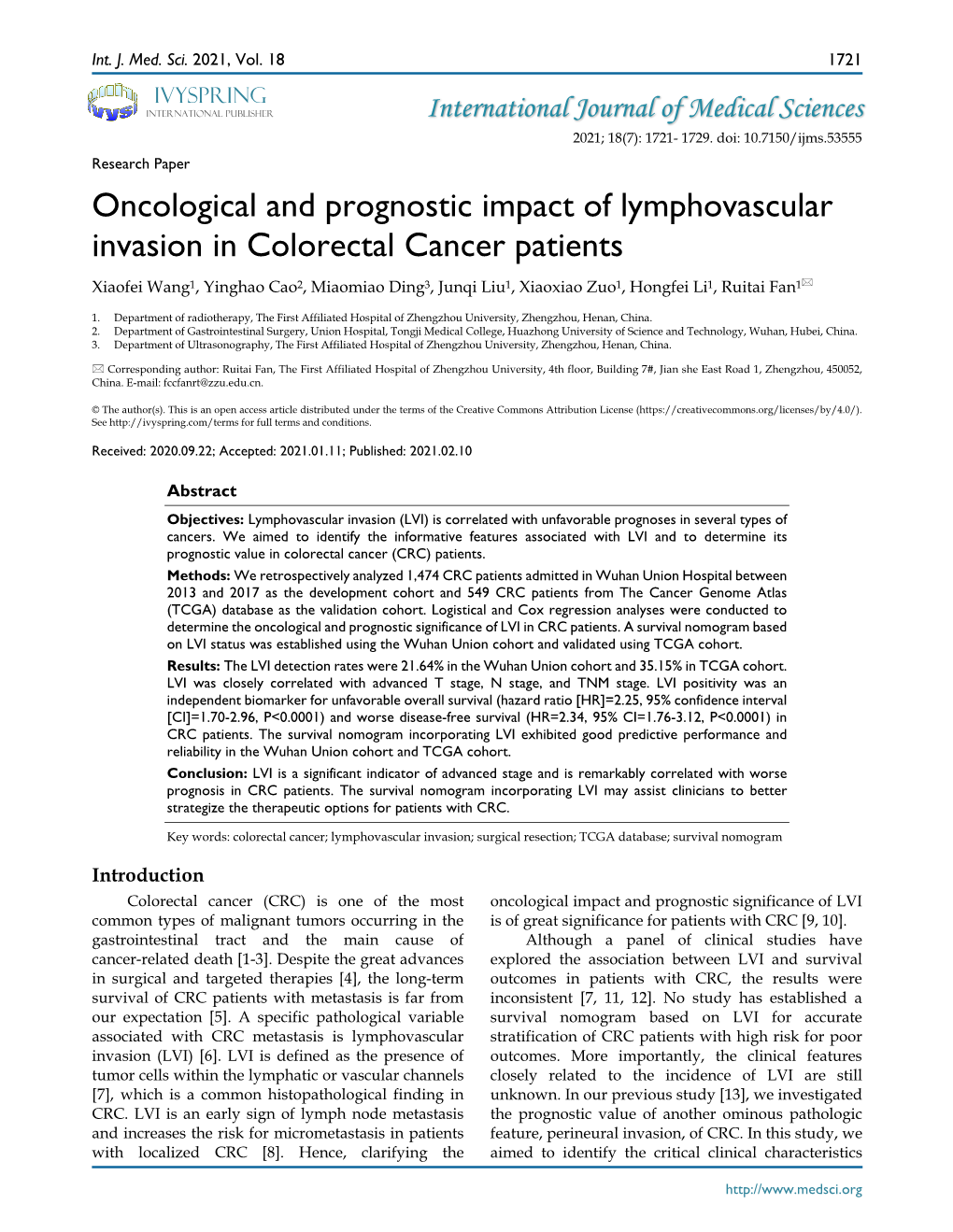 Oncological and Prognostic Impact of Lymphovascular Invasion In