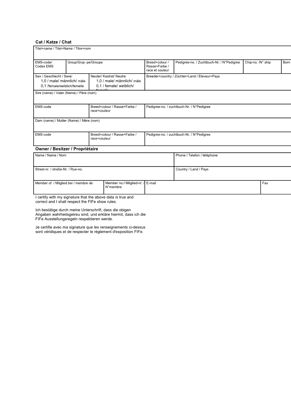 Fife Show Entry Form