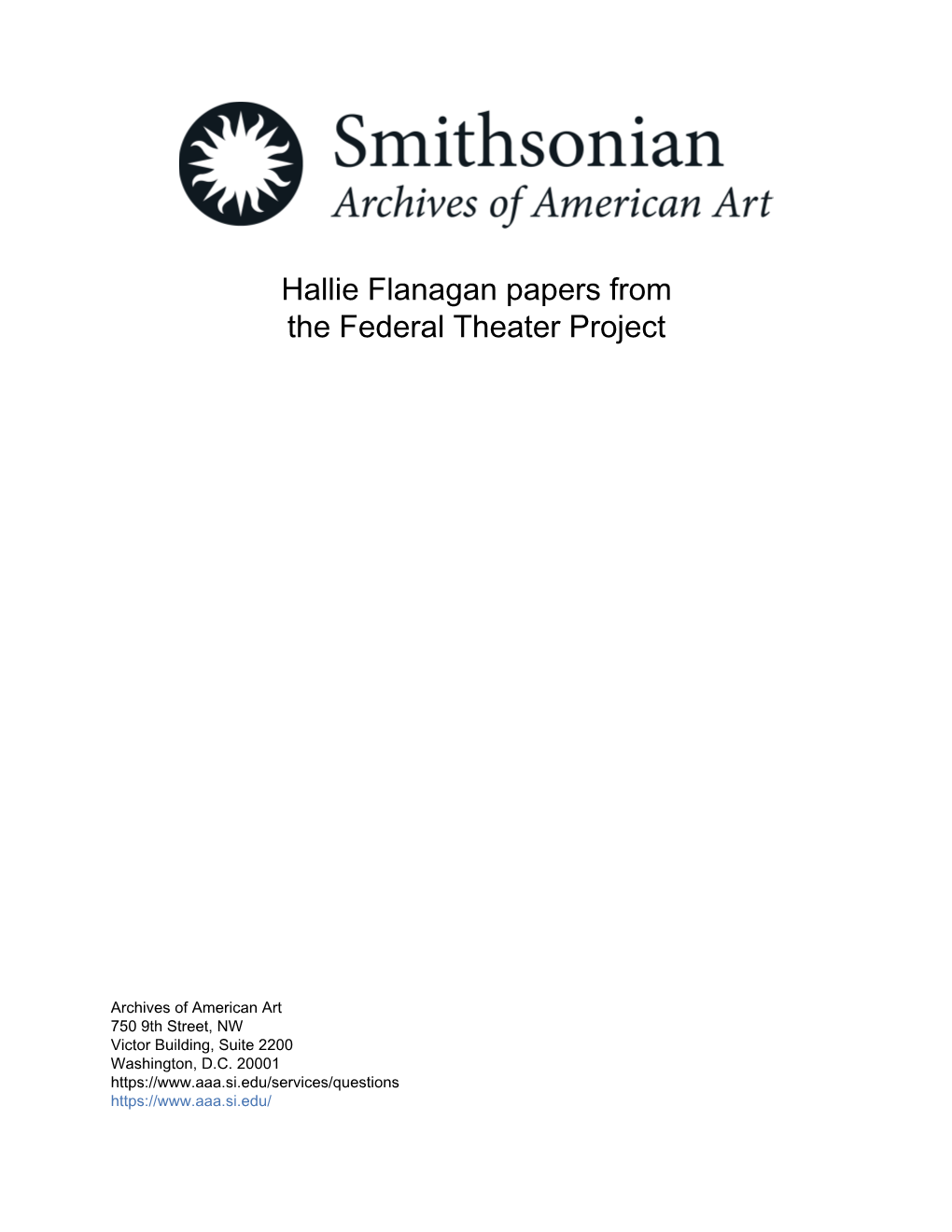 Hallie Flanagan Papers from the Federal Theater Project