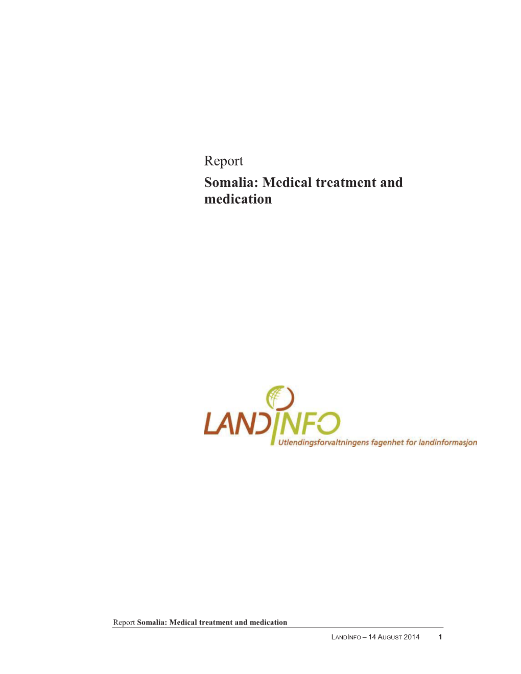 Report Somalia: Medical Treatment and Medication