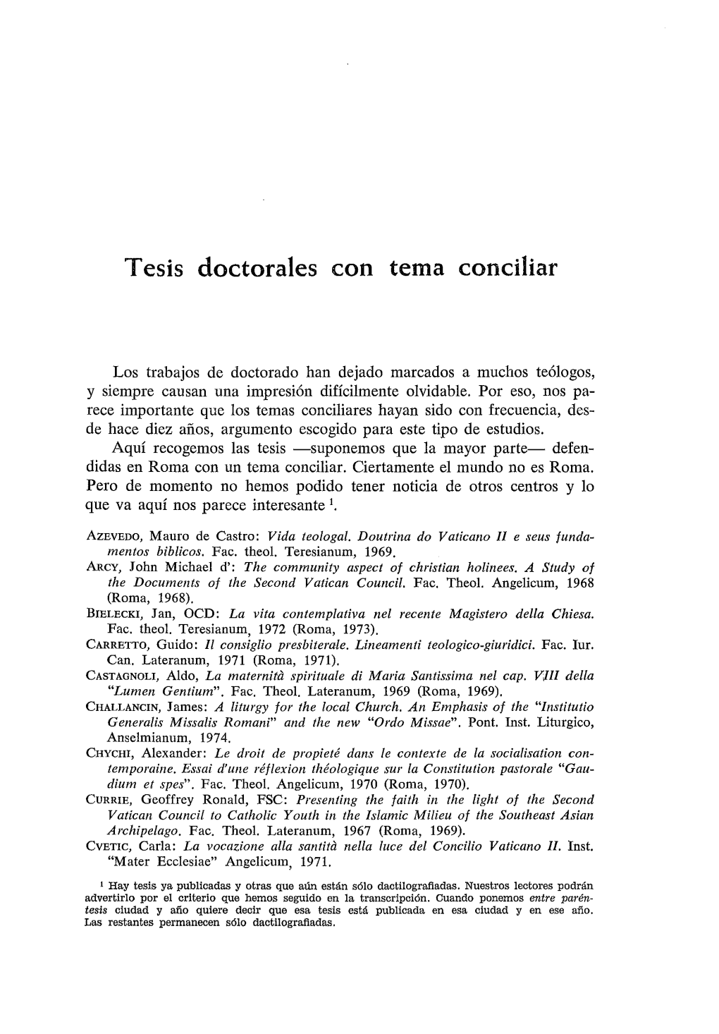 T Esis Doctorales Con Tema Conciliar -..::Revista De Espiritualidad