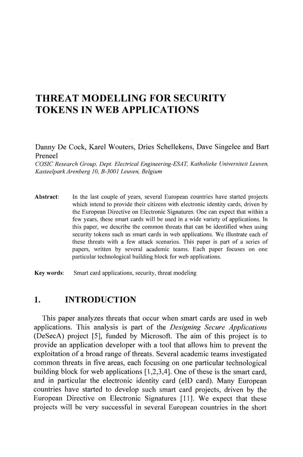 Threat Modelling for Security Tokens in Web Applications