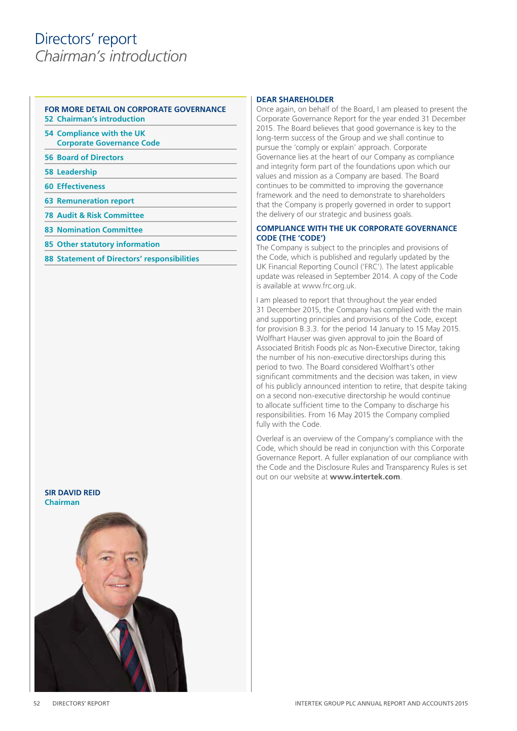 Intertek Directors' Report 2015