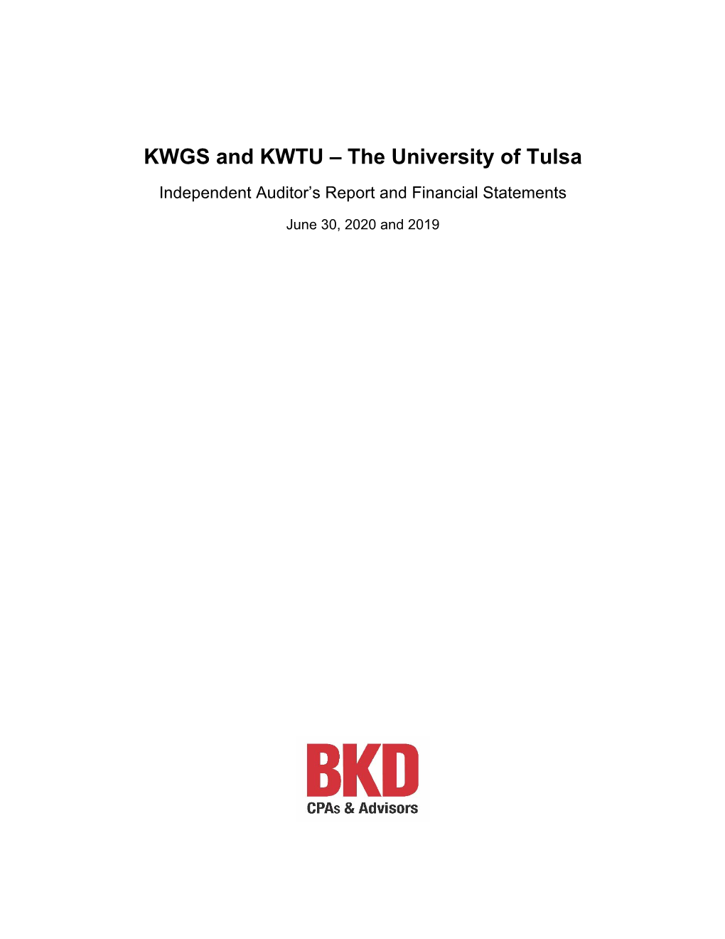 KWGS and KWTU 2020 Audited Financial