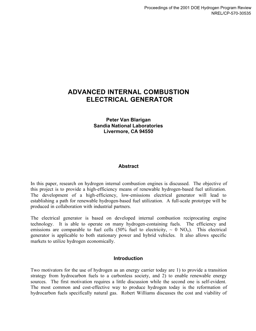 Advanced Internal Combustion Electrical Generator