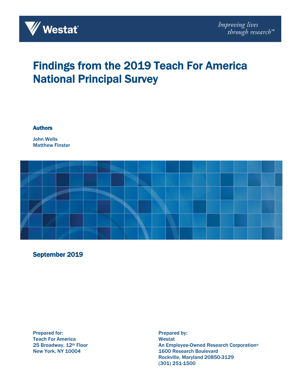 Findings from the 2019 Teach for America National Principal Survey