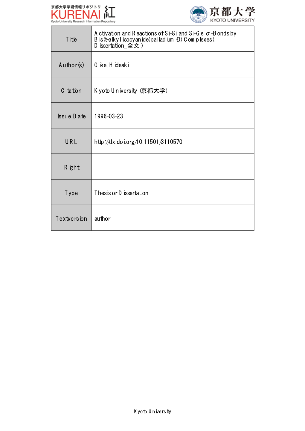 Palladium(0) Complexes( Dissertation 全文 )