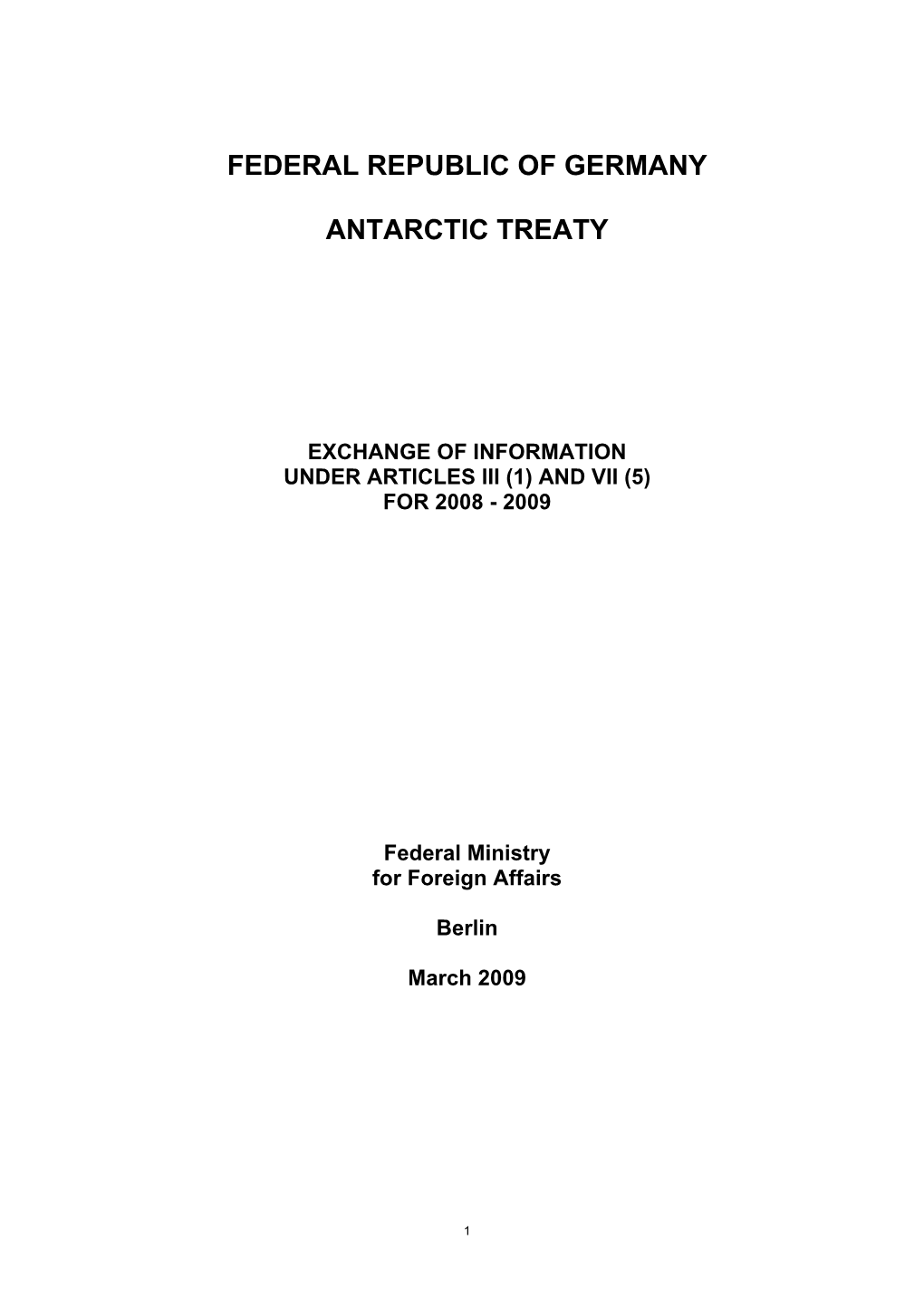 Federal Republic of Germany Antarctic Treaty