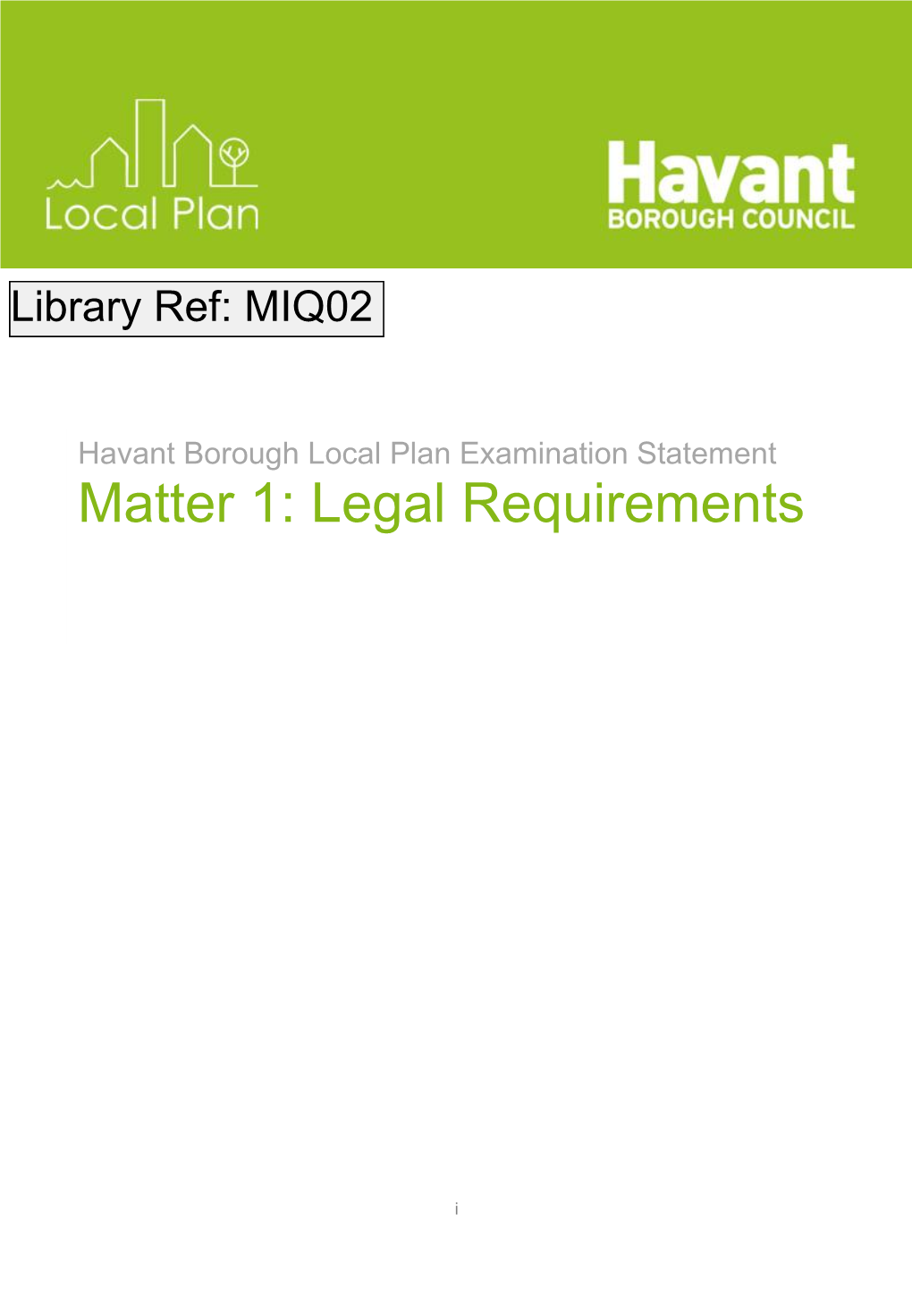 Matter 1: Legal Requirements