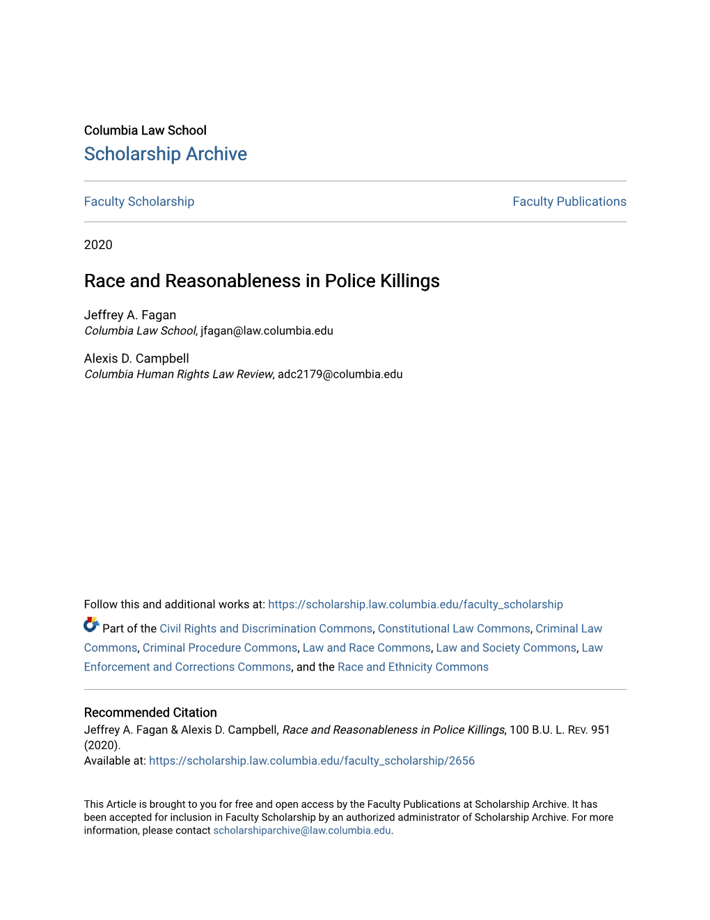 Race and Reasonableness in Police Killings
