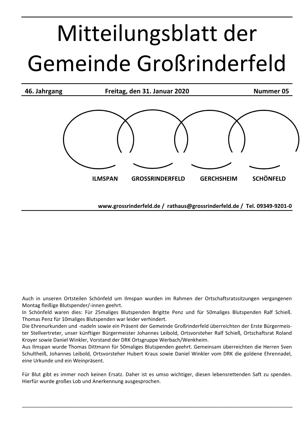 Mitteilungsblatt Der Gemeinde Großrinderfeld