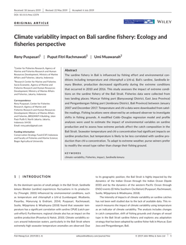 Climate Variability Impact on Bali Sardine Fishery: Ecology and Fisheries Perspective