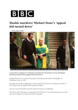 Double Murderer Michael Stone's 'Appeal Bid Turned Down'
