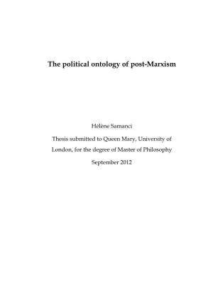 The Political Ontology of Post-Marxism