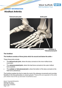Hind Foot Arthritis
