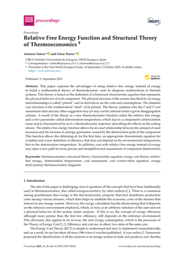 Relative Free Energy Function and Structural Theory of Thermoeconomics †