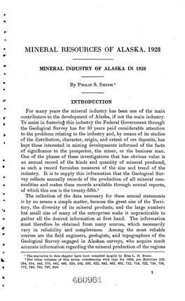 Mineral Industry of Alaska in 1928