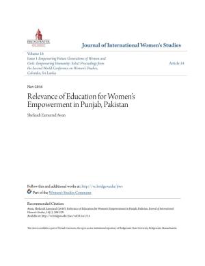 Relevance of Education for Women's Empowerment in Punjab, Pakistan