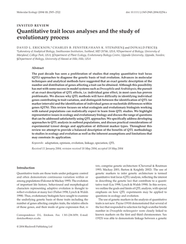 Quantitative Trait Locus Analyses and the Study of Evolutionary Process