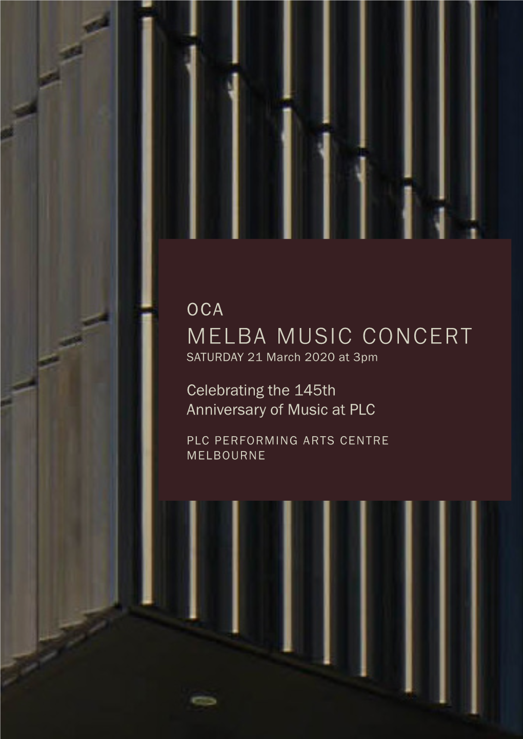 OCA MELBA MUSIC CONCERT SATURDAY 21 March 2020 at 3Pm