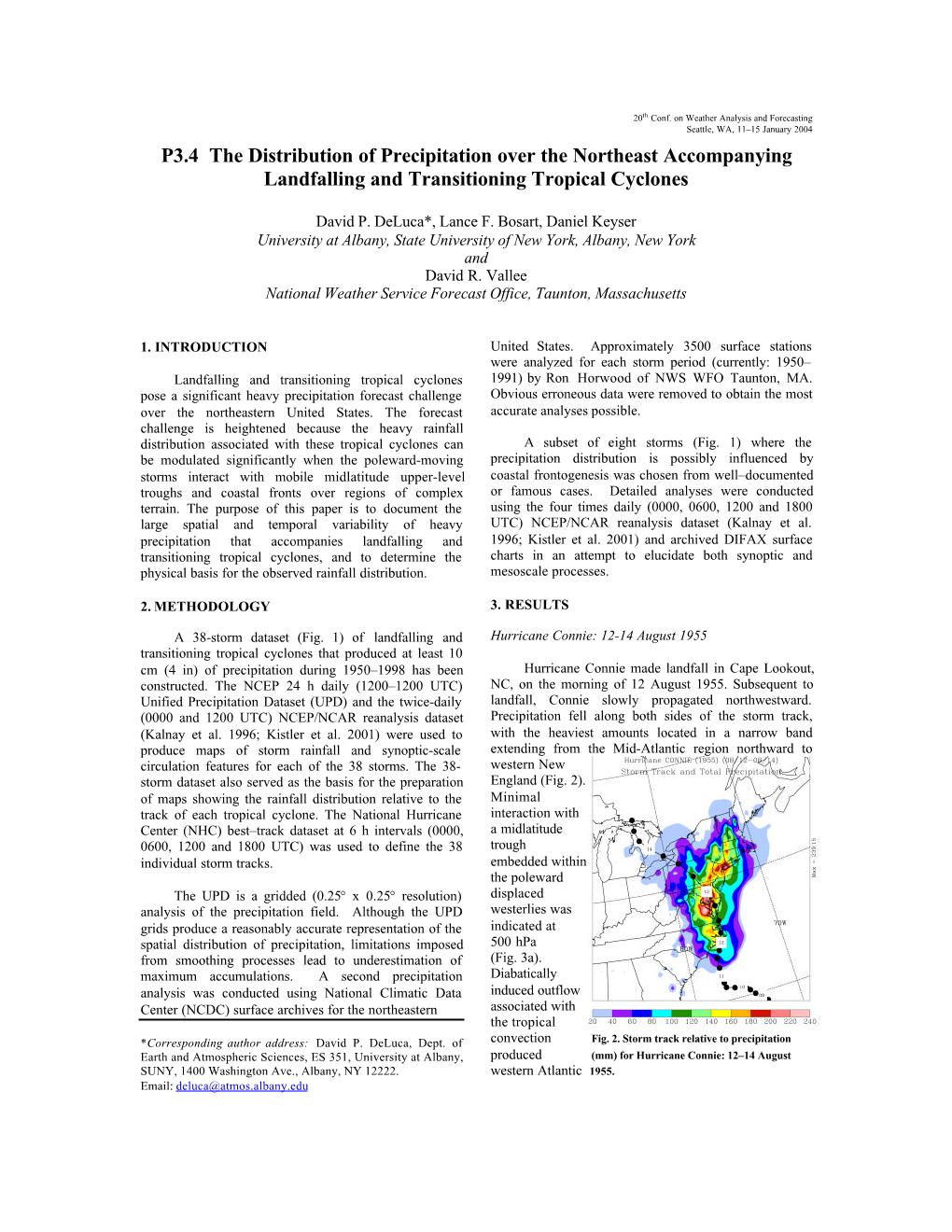 P3.4 the Distribution of Precipitation Over the Northeast Accompanying Landfalling and Transitioning Tropical Cyclones